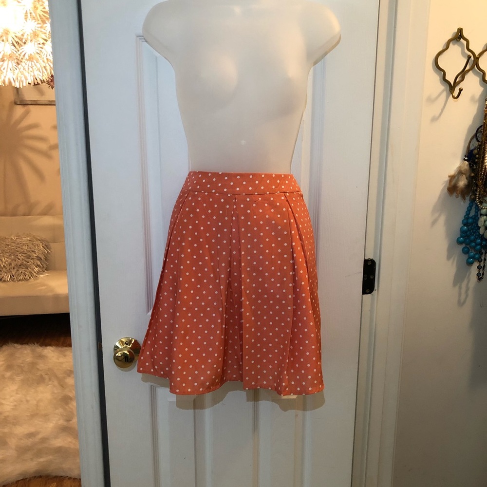 💐3 for $10 Orange Lined Polka Dot Mini Skirt